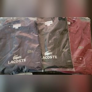 3 NWT Lacoste polos XXL Slim fit selling as a set. 1 each Blue, Red, and Black.
